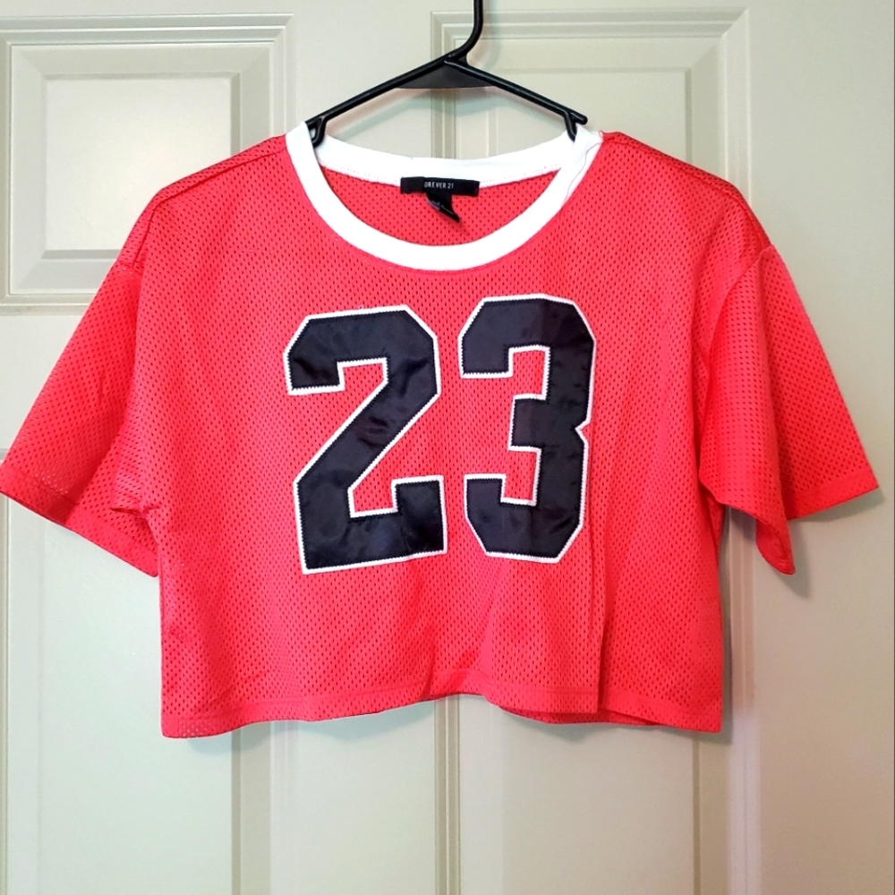 small pink forever 21 mesh crop top